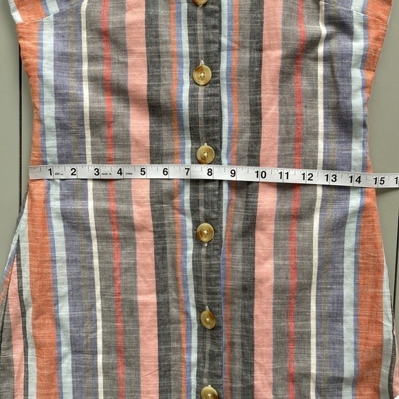 FRANCESCA’S Blue Rain Maya Button Down 100% Cotton Stripped Dress Size Small - Picture 16 of 16